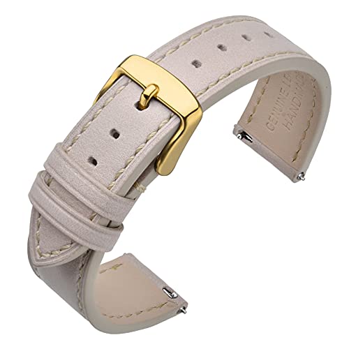 ANNEFIT Uhrenarmband 18mm, Schnellverschluss Lederarmband Ersatz mit Gold Schnalle (Beige) von ANNEFIT