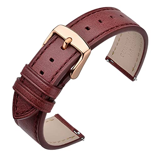 ANNEFIT Uhrenarmband 18mm, Schnellverschluss Lederarmband Ersatz mit Roségold Schnalle (Rot) von ANNEFIT