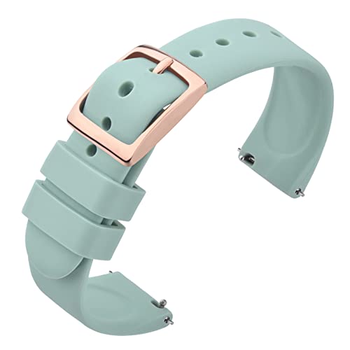 ANNEFIT Uhrenarmband 18mm Silikon, Schnellverschluss Kautschuk Armband mit Roségold Schnalle für Herren Damen (Hellgrün) von ANNEFIT