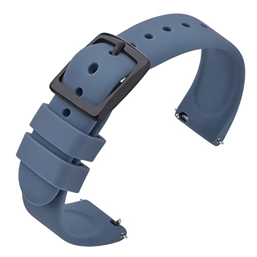 ANNEFIT Uhrenarmband 18mm Silikon, Schnellverschluss Kautschuk Armband mit Schwarz Schnalle für Herren Damen (Blau) von ANNEFIT