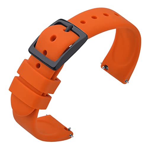 ANNEFIT Uhrenarmband 18mm Silikon, Schnellverschluss Kautschuk Armband mit Schwarz Schnalle für Herren Damen (Orange) von ANNEFIT