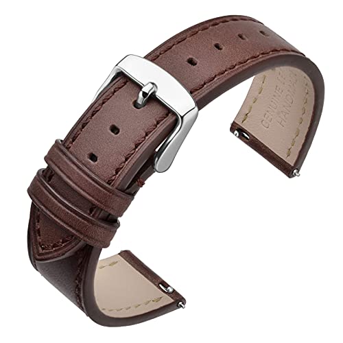 ANNEFIT Uhrenarmband 20mm, Schnellverschluss Lederarmband Ersatz mit Edelstahl Metall Schließe (Dunkelbraun) von ANNEFIT