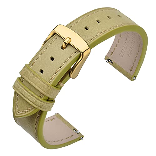 ANNEFIT Uhrenarmband 20mm, Schnellverschluss Lederarmband Ersatz mit Gold Schnalle (Grün) von ANNEFIT