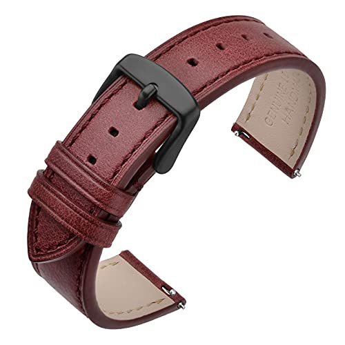 ANNEFIT Uhrenarmband 20mm, Schnellverschluss Lederarmband Ersatz mit Schwarz Schnalle (Rot) von ANNEFIT