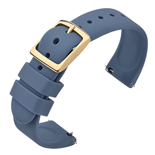 ANNEFIT Uhrenarmband 20mm Silikon, Schnellverschluss Kautschuk Armband mit Gold Schnalle für Herren Damen (Blau) von ANNEFIT