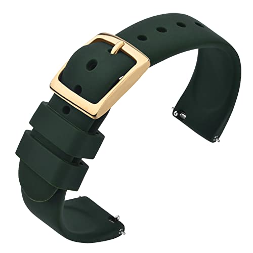 ANNEFIT Uhrenarmband 20mm Silikon, Schnellverschluss Kautschuk Armband mit Gold Schnalle für Herren Damen (Dunkelgrün) von ANNEFIT