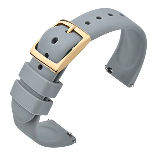 ANNEFIT Uhrenarmband 20mm Silikon, Schnellverschluss Kautschuk Armband mit Gold Schnalle für Herren Damen (Hellgrau) von ANNEFIT