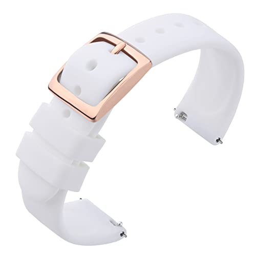 ANNEFIT Uhrenarmband 20mm Silikon, Schnellverschluss Kautschuk Armband mit Roségold Schnalle für Herren Damen (Weiß) von ANNEFIT