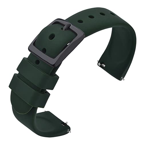 ANNEFIT Uhrenarmband 20mm Silikon, Schnellverschluss Kautschuk Armband mit Schwarz Schnalle für Herren Damen (Dunkelgrün) von ANNEFIT