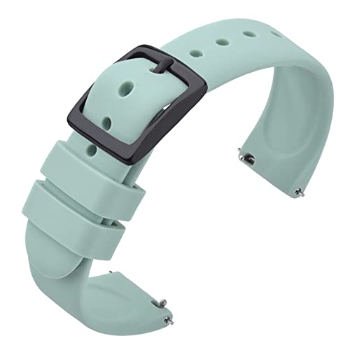 ANNEFIT Uhrenarmband 20mm Silikon, Schnellverschluss Kautschuk Armband mit Schwarz Schnalle für Herren Damen (Hellgrün) von ANNEFIT