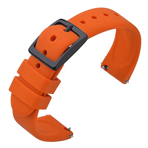 ANNEFIT Uhrenarmband 20mm Silikon, Schnellverschluss Kautschuk Armband mit Schwarz Schnalle für Herren Damen (Orange) von ANNEFIT