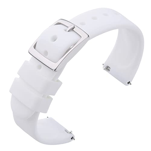 ANNEFIT Uhrenarmband 20mm Silikon, Schnellverschluss Kautschuk Armband mit Silber Schnalle für Herren Damen (Weiß) von ANNEFIT