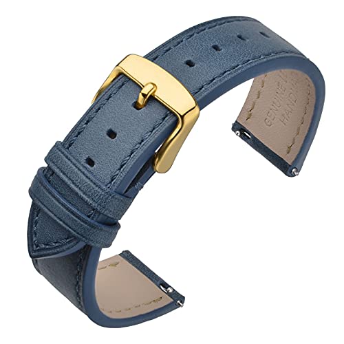 ANNEFIT Uhrenarmband 21mm, Schnellverschluss Lederarmband Ersatz mit Gold Schnalle (Blau) von ANNEFIT