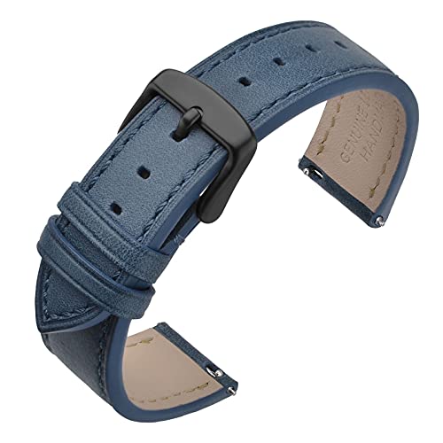 ANNEFIT Uhrenarmband 21mm, Schnellverschluss Lederarmband Ersatz mit Schwarz Schnalle (Blau) von ANNEFIT