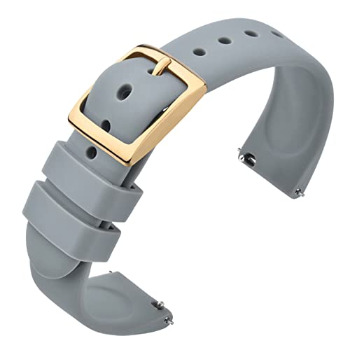 ANNEFIT Uhrenarmband 22mm Silikon, Schnellverschluss Kautschuk Armband mit Gold Schnalle für Herren Damen (Hellgrau) von ANNEFIT