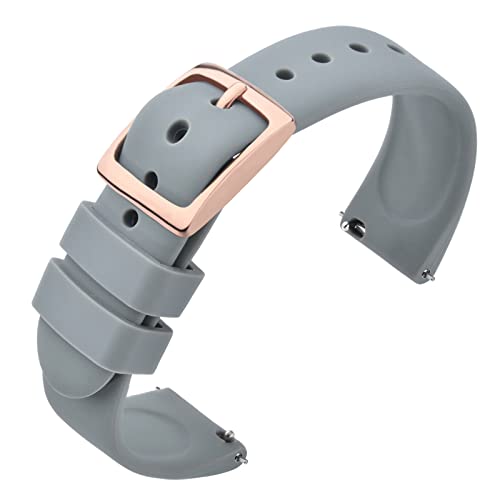 ANNEFIT Uhrenarmband 22mm Silikon, Schnellverschluss Kautschuk Armband mit Roségold Schnalle für Herren Damen (Hellgrau) von ANNEFIT