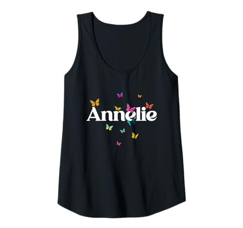 Damen ANNELIE - Schöner Mädchen Name mit bunten Schmetterlingen Tank Top von ANNELIE Tochter Enkel Geburtstag Geschenkideen