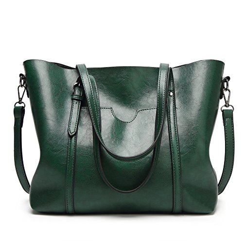 ANNI RIEL Damen Handtaschen Geldbörse Große Leder Crossbody Tragetasche Mode Top Griff Damen Schultertasche mit Reißverschluss, grün, Large von ANNI RIEL