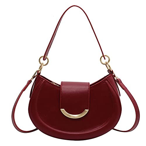 ANNI RIEL Damen-Umhängetasche, Leder, Geldbörse und Handtasche, für den Alltag, lässige Schultertasche, kleine Halbmond-Tasche, rot, small von ANNI RIEL