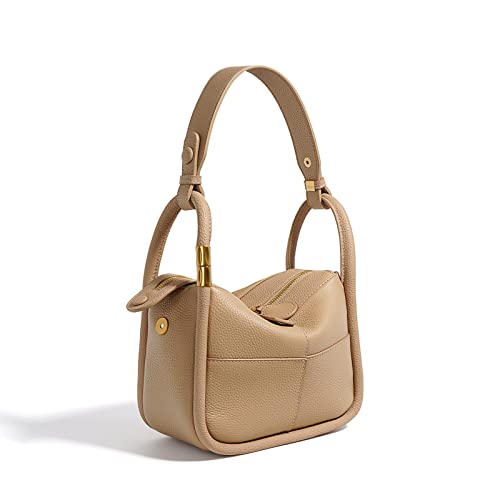 ANNI RIEL Echtes Leder Umhängetaschen für Frauen Gesteppte Handtasche Unterarmtasche Elegante Kleine Leder Hobo Tote Geldbörse, beige, small von ANNI RIEL