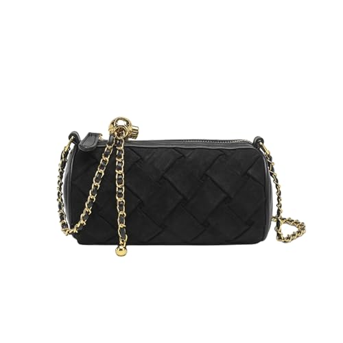 ANNI RIEL Wildleder Zylinder Crossbody Taschen für Frauen Kleine Barrel Tasche Kette Schulter Geldbörse Mode Damen Barrel Handtaschen, Schwarz , Small von ANNI RIEL