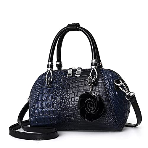 Dome Satchel Handtaschen für Damen Medium Krokodil Top Griff Crossbody Taschen Damen Retro Tote Geldbörsen mit Reißverschluss, blau, Medium von ANNI RIEL