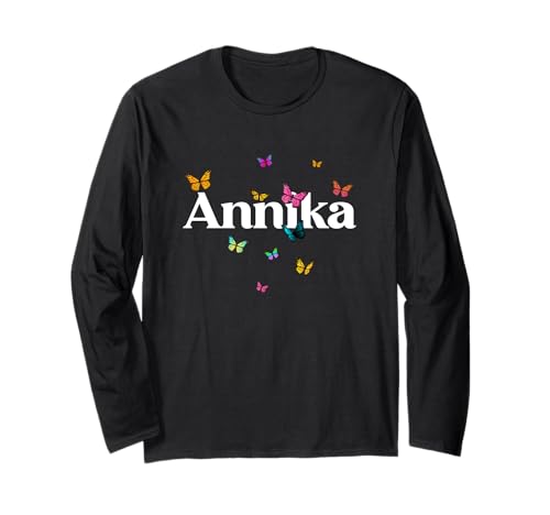 Annika - Schöner Mädchen Name mit bunten Schmetterlingen Langarmshirt Annika - Schöner Mädchen Name mit bunten Schmetterlingen Langarmshirt von ANNIKA Tochter Enkel Geburtstag Geschenkideen