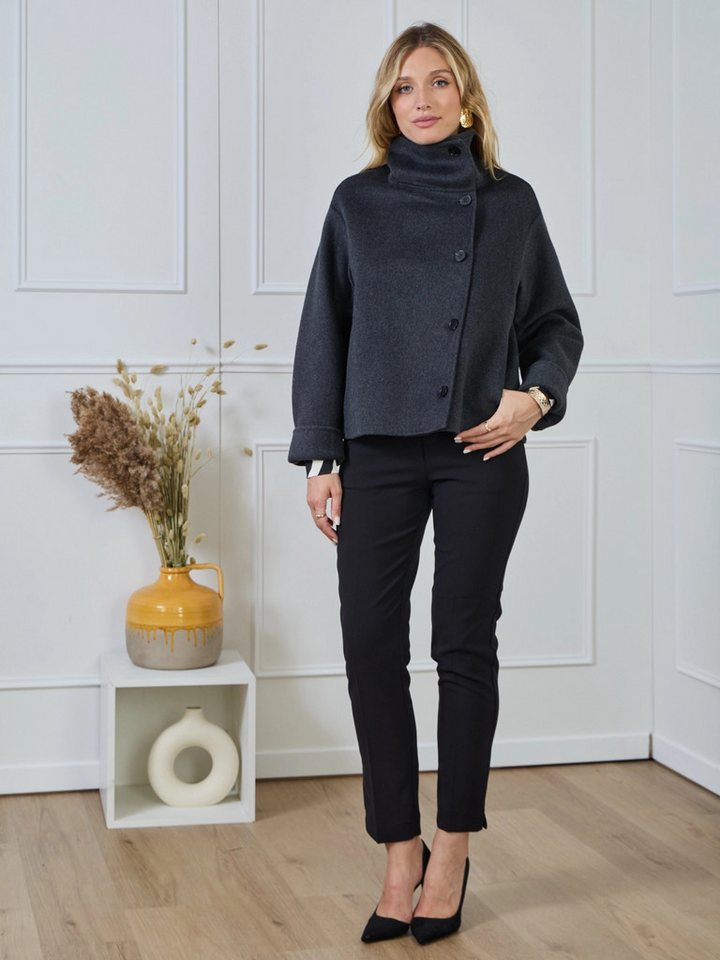 ANNIS Fashion & Accessoires Kurzmantel "ELAYNE COAT" (1-tlg) NEU,Umwandelbarer Stehkragen von ANNIS Fashion & Accessoires