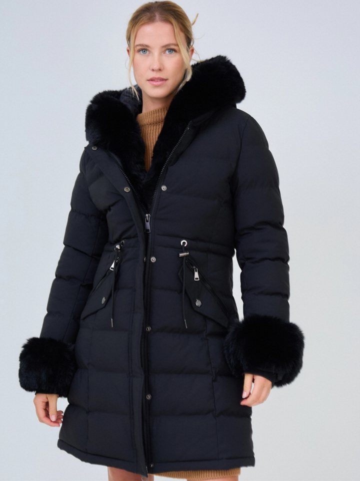 ANNIS Fashion & Accessoires Winterjacke "DOMENIQUE" (1-St) mit Kunstfellbesatz, Kapuze, verstellbare Taille von ANNIS Fashion & Accessoires