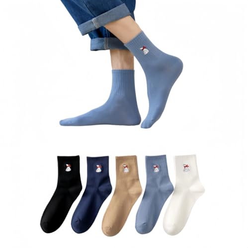ANNIUP 5 Paar Cartoon Stickerei Casual Socken,Eisbär Wal bestickte Socken,Lustige Cartoon Tier Muster Knöchelsocken,Atmungsaktive Baumwollsocken Sportsocken,Warm Winter Freizeitsocken (A) von ANNIUP