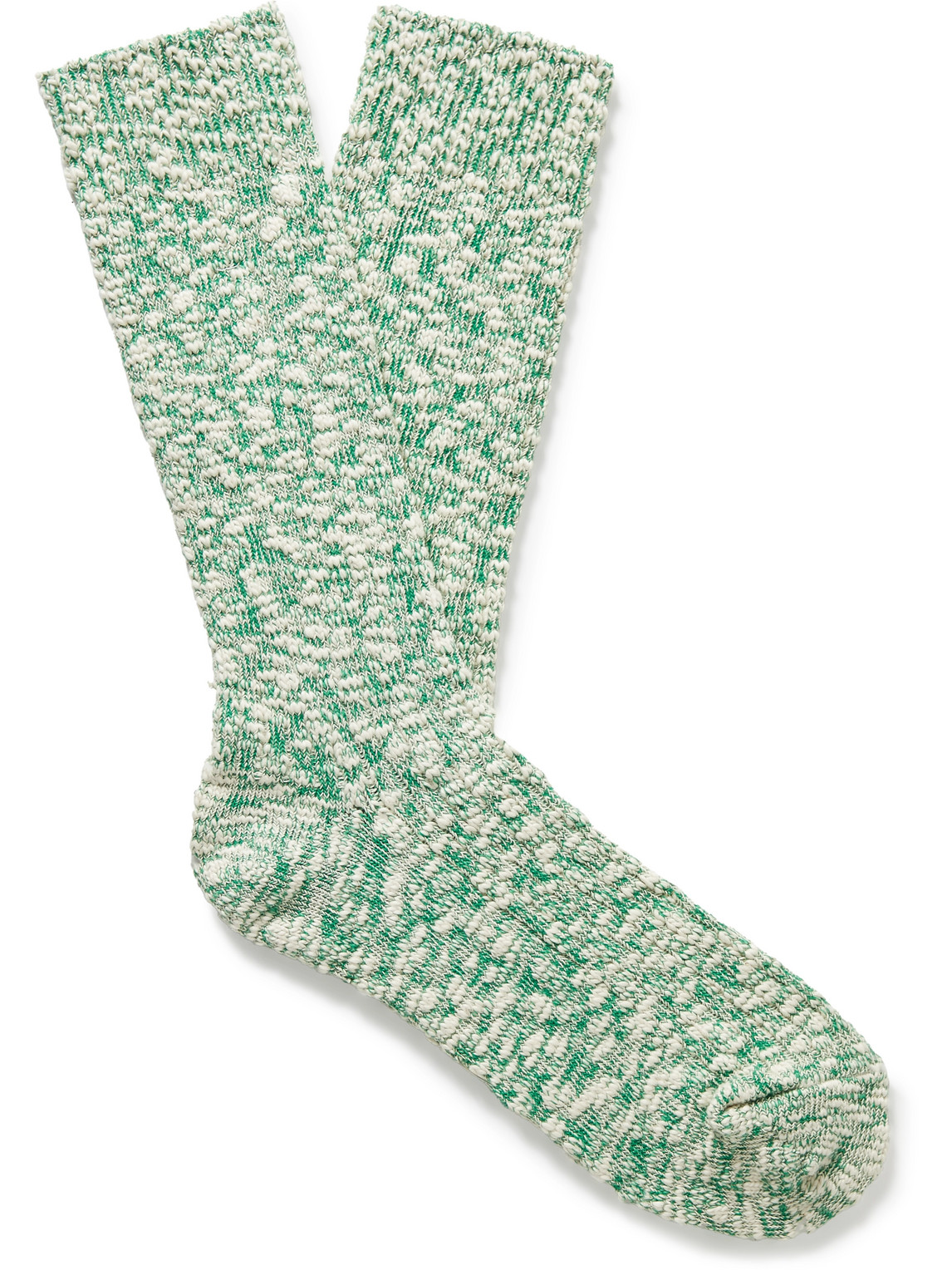 Anonymous Ism - Slub Stretch Cotton-Blend Socks - Men - Green - M von Anonymous Ism