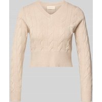 ANOTHER COTTON LAB Cropped Strickpullover mit Zofpmuster in Beige, Größe M ANOTHER COTTON LAB Cropped Strickpullover mit Zofpmuster in Beige, Größe M von ANOTHER COTTON LAB