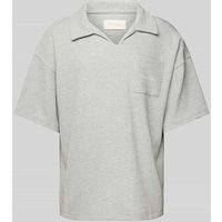 ANOTHER COTTON LAB Oversized Poloshirt mit Brusttasche in Mittelgrau Melange, Größe XXL von ANOTHER COTTON LAB