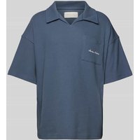 ANOTHER COTTON LAB Oversized Poloshirt mit Label-Print in Dunkelblau, Größe XXL von ANOTHER COTTON LAB