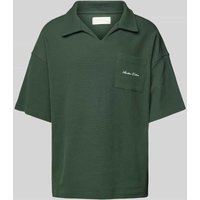 ANOTHER COTTON LAB Oversized Poloshirt mit Label-Print in Dunkelgruen, Größe M von ANOTHER COTTON LAB