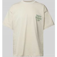 ANOTHER COTTON LAB Oversized T-Shirt mit Statement-Print Modell 'Sunday Running Club in Offwhite, Größe L von ANOTHER COTTON LAB