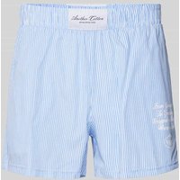 ANOTHER COTTON LAB Regular Fit Pyjama-Shorts mit Label-Print in Blau, Größe L von ANOTHER COTTON LAB