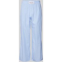 ANOTHER COTTON LAB Straight Leg Pyjama-Hose mit Label-Patch in Blau, Größe S von ANOTHER COTTON LAB