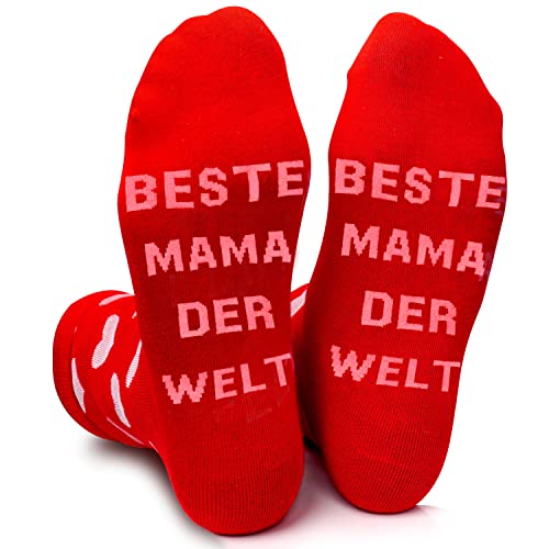 ANOTION Lustige Socken für Mutter, Neujahrsgeschenke Silvester Geschenke 2024 Socken mit Spruch Beste Mama der Welt für Mutter Nette Neuheit Socken Weihnachts-lustiges Geschenk für Mutter von ANOTION