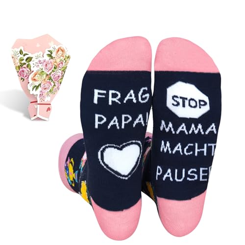 ANOTION Mutter Tochter Geschenk, Lustige Socken Geburtstagsgeschenk Kleine Geschenke Für Mama, Nette Print Schlafsocken Casual Baumwolle gerippt Strick Cosy Socken Damensocken Geschenke für Frauen von ANOTION