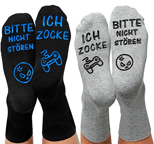 Lustige Socken, Gaming Socken Mit Spruch Bitte Nicht StÖren Ich Zocke Neuheit Baumwollsocken Gamer Knöchel Socken Rutschfeste Haussocken Wintersocken Geschenk Für Damen Herren Lange Socken von ANOTION