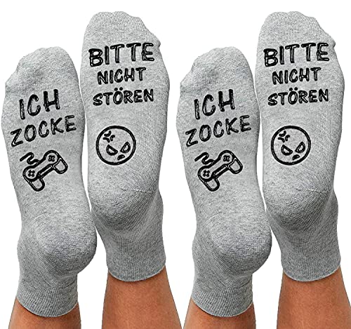 ANOITON Lustige Socken, Neujahrsgeschenke Silvester Geschenke 2024 Gaming Socken Mit Spruch BITTE NICHT STÖREN ICH ZOCKE Gamer Socken Geschenk für Damen Herren Spieler von ANOTION