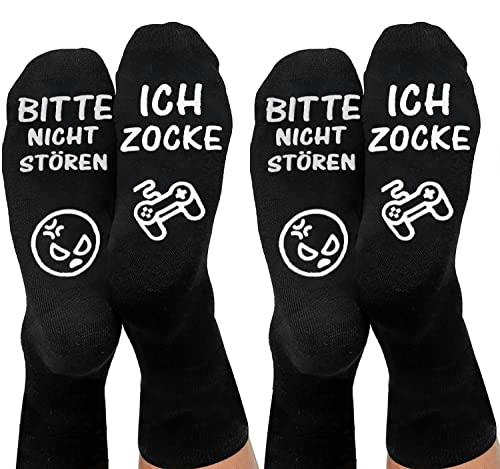 Lustige Socken, Gaming Socken Mit Spruch Bitte Nicht StÖren Ich Zocke Neuheit Baumwollsocken Gamer Knöchel Socken Rutschfeste Haussocken Wintersocken Geschenk Für Damen Herren Lange Socken von ANOTION