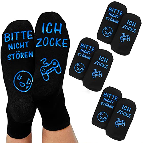 ANOITON Lustige Socken, Neujahrsgeschenke Silvester Geschenke 2024 Gaming Socken Mit Spruch BITTE NICHT STÖREN ICH ZOCKE Gamer Socken Geschenk für Damen Herren Spieler von ANOTION