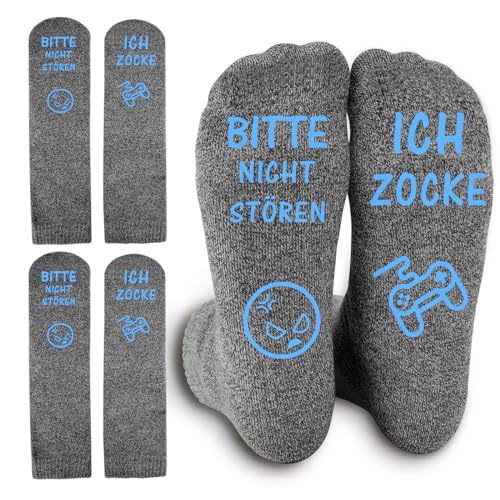 ANOTION Gaming Socken - Lustige Socken Mit Spruch Bitte Nicht StÖren Ich Zocke Geschenkset Für Spielefans Adventskalender Füllung Kleinigkeiten Für Adventskalender Geburtstagsgeschenk Für Männer von ANOTION