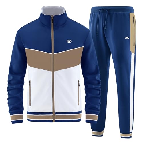 ANOTWENER Herren Trainingsanzüge Sets lässig lange Ärmel voller Reißverschluss Jacke und Jogginghose Jogginganzug Sport Outfits JW-7153-2XL von ANOTWENER