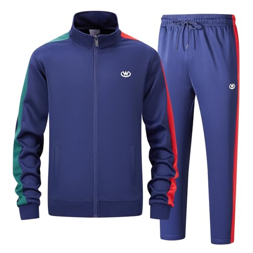 ANOTWENER Herren Trainingsanzüge Sets lässig lange Ärmel voller Reißverschluss Jacke und Jogginghose Jogginganzug Sport Outfits JW-7117-M von ANOTWENER