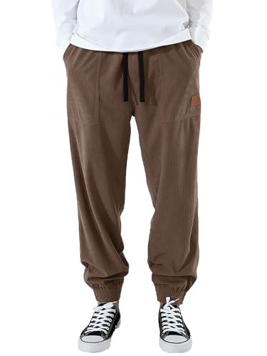ANOTWENER Herren Cordhose Baggy mit Kordelzug,Trainingshose Freizeithose Relaxed Fit Jogginghose DK-202-XXL von ANOTWENER