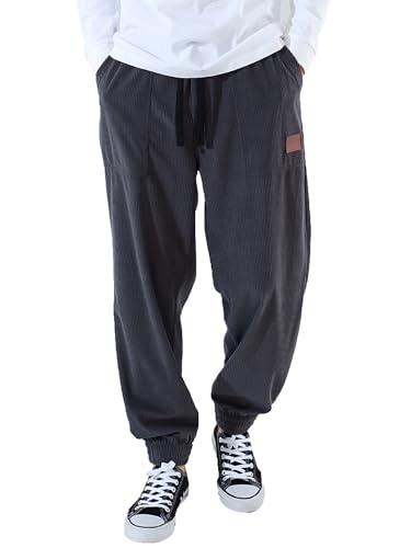 ANOTWENER Herren Cordhose Baggy mit Kordelzug,Trainingshose Freizeithose Relaxed Fit Jogginghose DK-203-XL von ANOTWENER