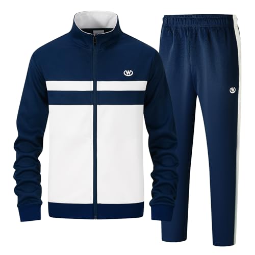 ANOTWENER Herren Trainingsanzüge Sets lässig lange Ärmel voller Reißverschluss Jacke und Jogginghose Jogginganzug Sport Outfits JW-7123-XL von ANOTWENER